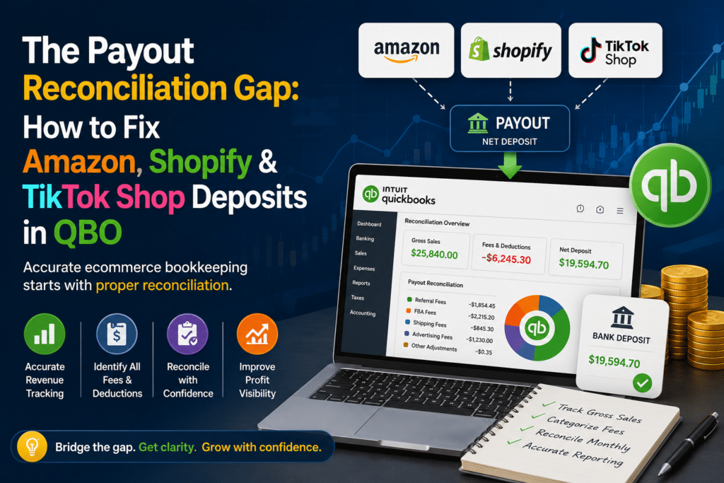 Amazon Shopify and TikTok Shop payout reconciliation in QuickBooks Online
