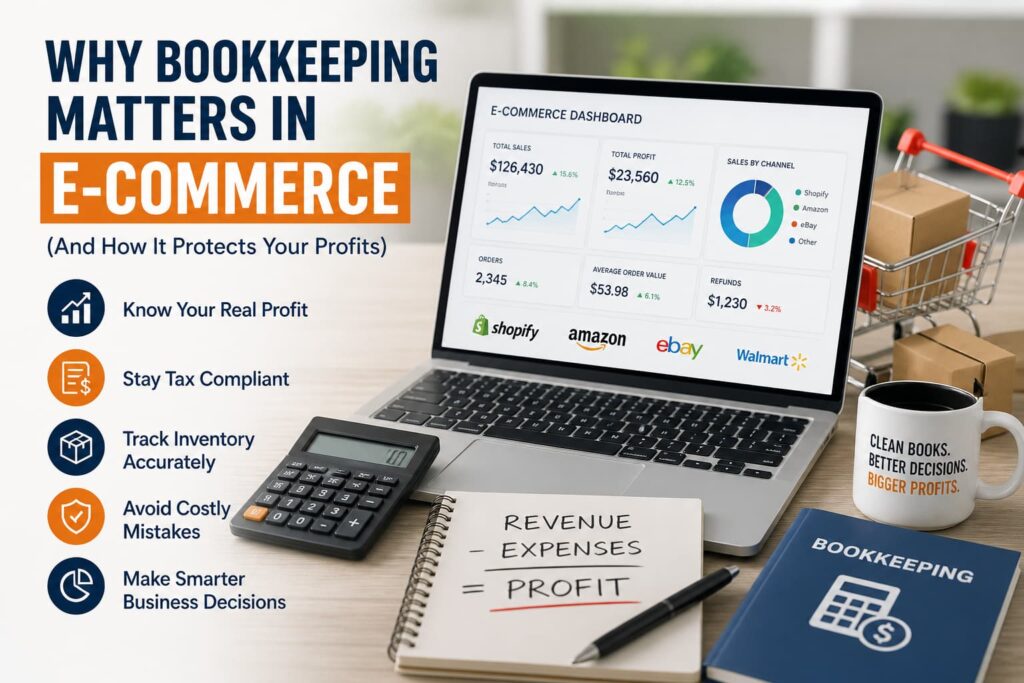 ecommerce bookkeeping USA dashboard profit tracking example